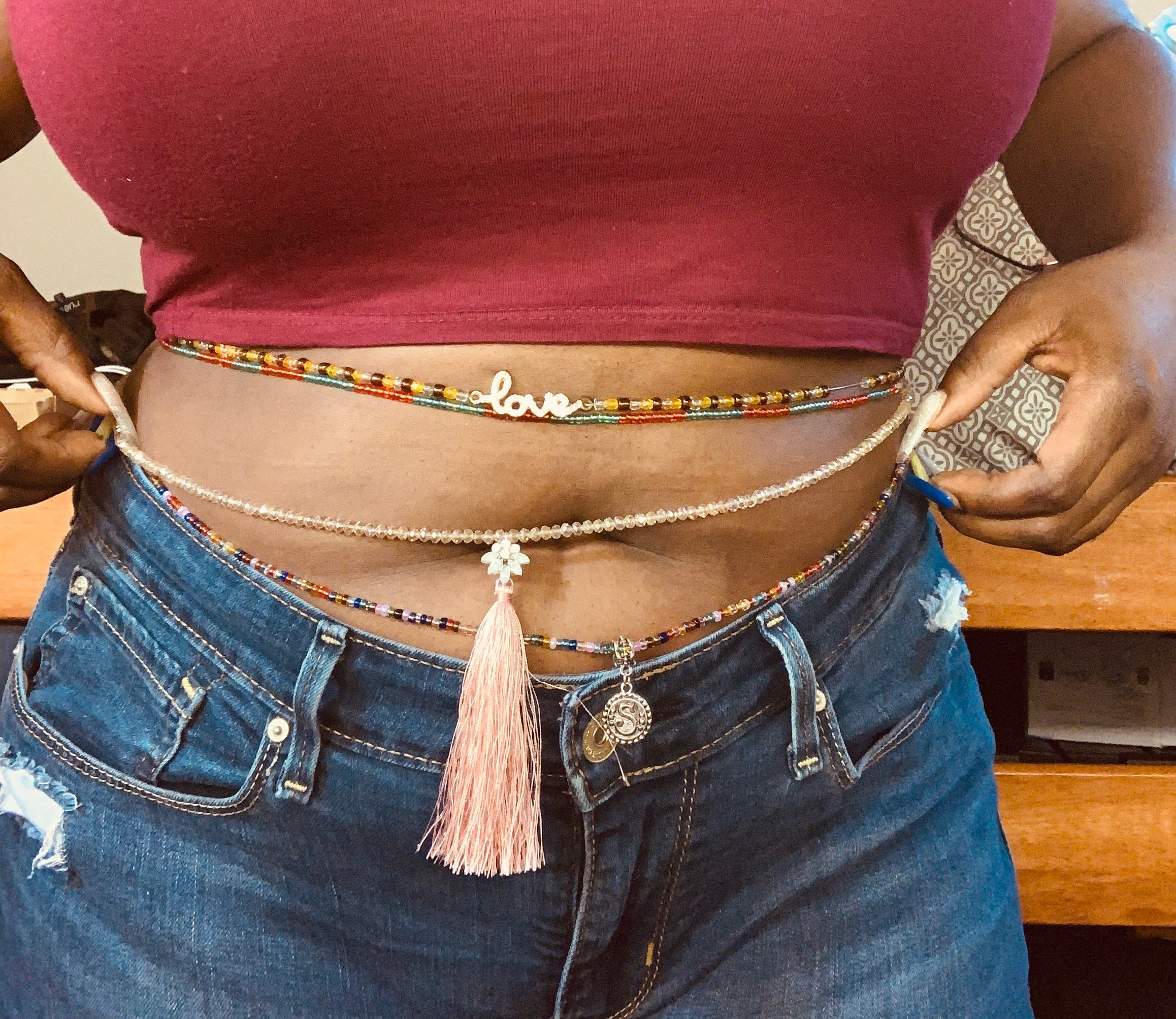 Waist Beads W/ Pendents or Charms. elastic Etsy UK