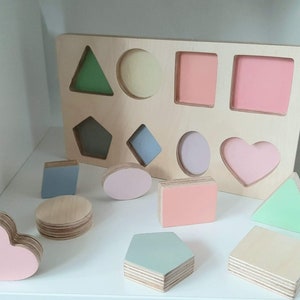 Pastel Wooden Shape Sorter Puzzle