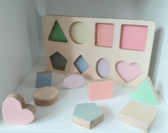 Pastel Wooden Shape Sorter Puzzle