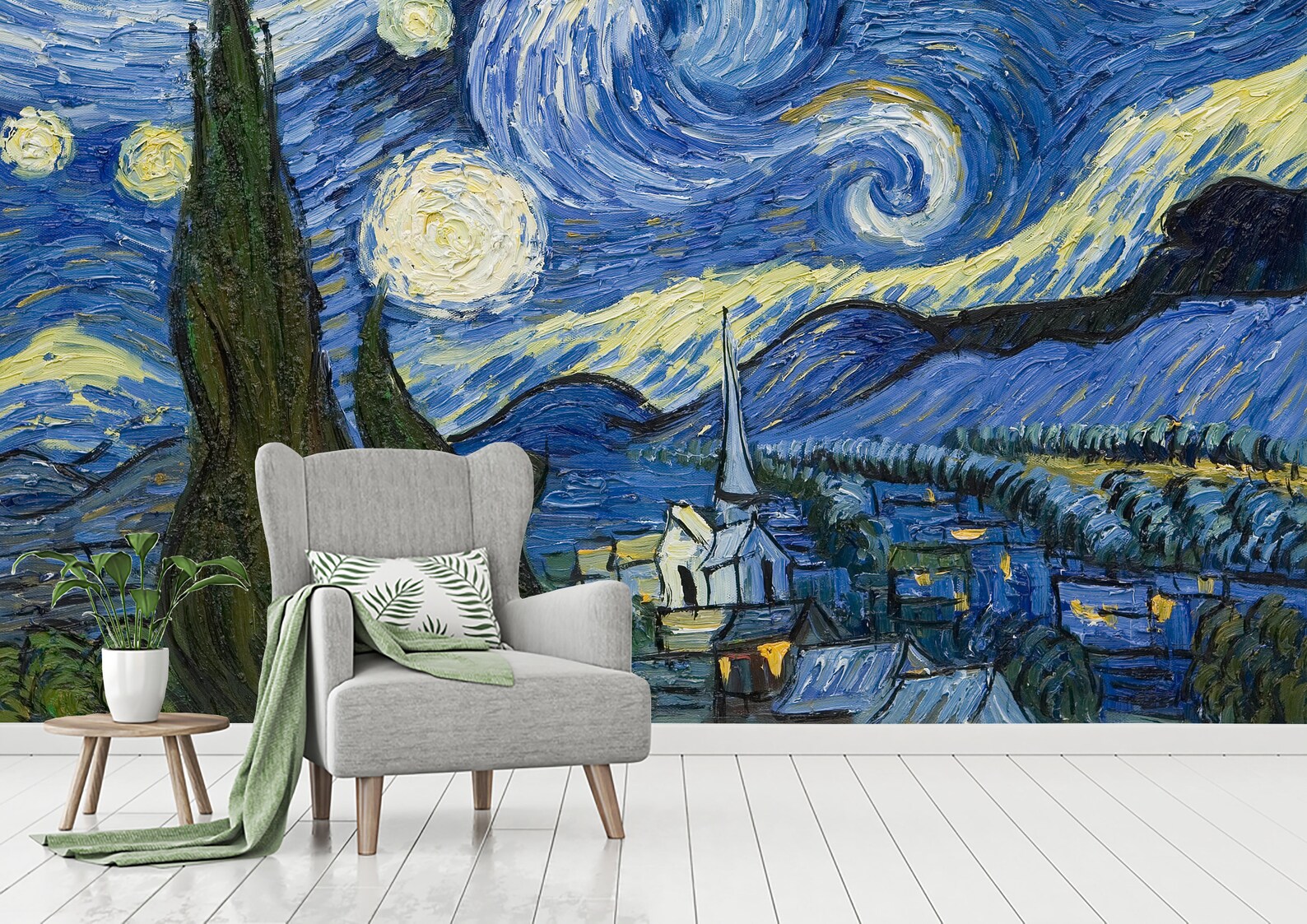 Starry Night by Van Gogh Wallpaper Peel and Stick Wallpaper Etsy