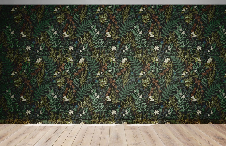 Botanical Ferns Self Adhesive Wallpaper, Leaves Print, Removable Wallpaper, Peel & Stick wallpaper, Trending design 2022, Wall decor zdjęcie 3