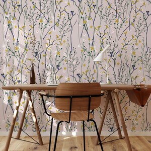 Wind Blow Flowers Removable Wallpaper - Scandinavian Peel and Stick