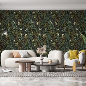 Botanical Ferns Self Adhesive Wallpaper, Leaves Print, Removable Wallpaper, Peel & Stick wallpaper, Trending design 2022, Wall decor zdjęcie 2