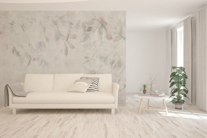 Romantic Leaves Wallcovering: Peel and Stick Wallpaper (Removable)