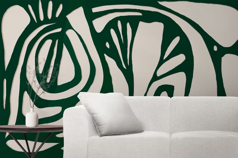 Peel and Stick Wallpaper - Removable Green Mural Wall Art