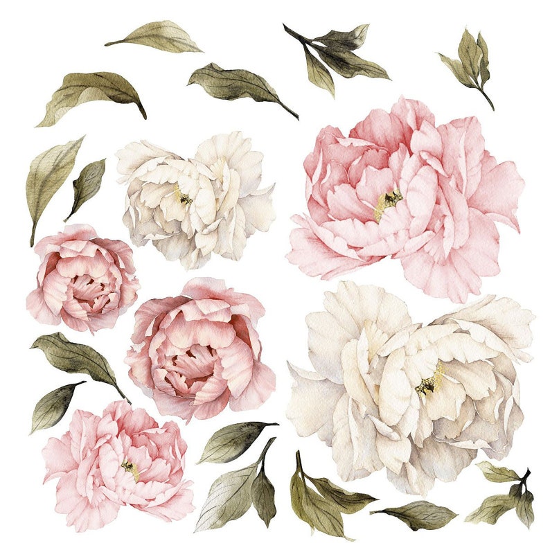 Peony Wall Decal: Floral Peel and Stick Wallpaper (Large, Removable)