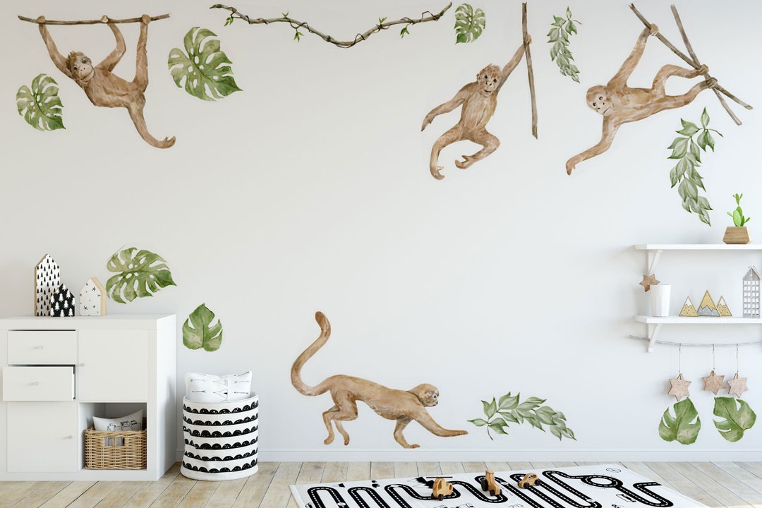 Safari Animals Wall Decal - Tropical Jungle Kids Room Stickers - Etsy