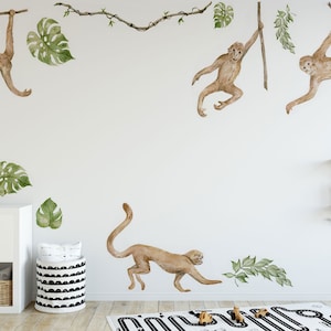 Safari Animals Wall Decal | Nursery Wall Decal | Jungle Animals | Tropical Monkey Wall Stickers | Wall Decal For Kids