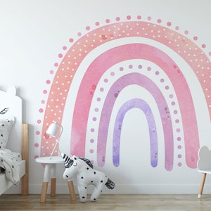 Rainbow Wall Decals: Bohemian Watercolor Art (Peel and Stick, Removable) - Colorful Kids Decor, Unique Boho Artwork