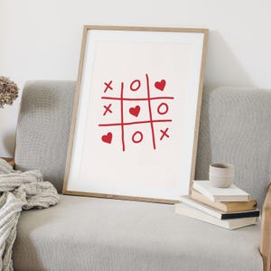 Love Tic Tac Toe Poster Print, Minimalist Valentine’s Day Wall Art, Modern Decorative Home Decor for Bedroom, Living Room, or Gift Idea
