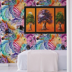 Watercolor Zebra Wallpaper - Removable Peel and Stick Design