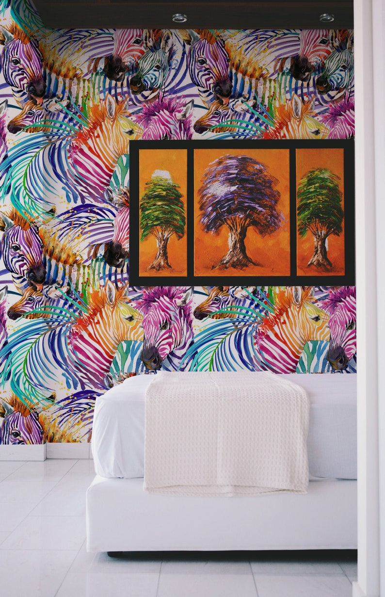 Watercolor Zebra Wallpaper - Removable Peel and Stick Design