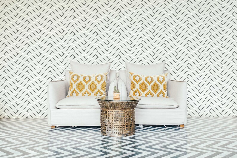 Herringbone Removable Wallpaper Selfadhesive Temporary Etsy