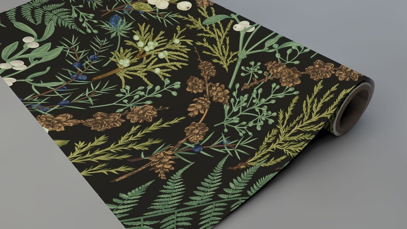 Botanical Ferns Self Adhesive Wallpaper, Leaves Print, Removable Wallpaper, Peel & Stick wallpaper, Trending design 2022, Wall decor zdjęcie 4