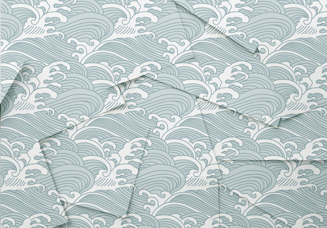 Traditional Chinese Wave Wall Mural Removable Wallpaper | Etsy