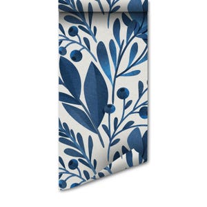 Verwisselbaar behang Boho-bosbessen | Scandinavisch Peel-and-Stick-decor | Tijdelijke muurschildering voor chique ruimtes