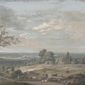 Vintage Rural Wall Mural: Removable Landscape Wallpaper