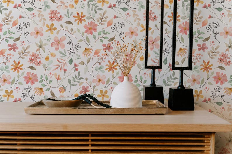 Spring Wildflower Wallpaper | Peel and Stick, Traditional