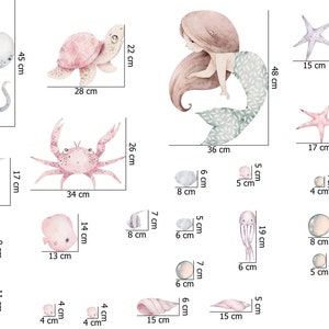 Nursery Mermaid Wall Decal, Watercolor Design (Peel and Stick)