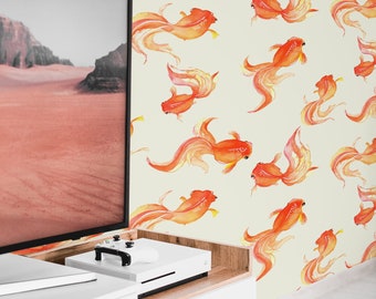 Orange Fish    | Orange Fish   Removable Wallpaper | Peel and Stick |  #78AC