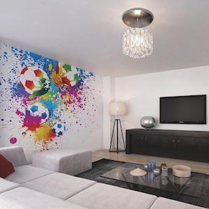 Football Splash Wall Mural | Peel and Stick | Sports Playroom Wall Decor