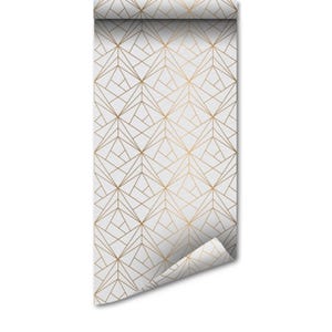 Triangoli geometrici dorati, carta da parati autoadesiva rimovibile, stacca e attacca, pareti dorate, decorazione murale minimalista dorata
