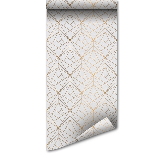 Removable Wallpaper: Gold Geometric Triangles - Peel and Stick