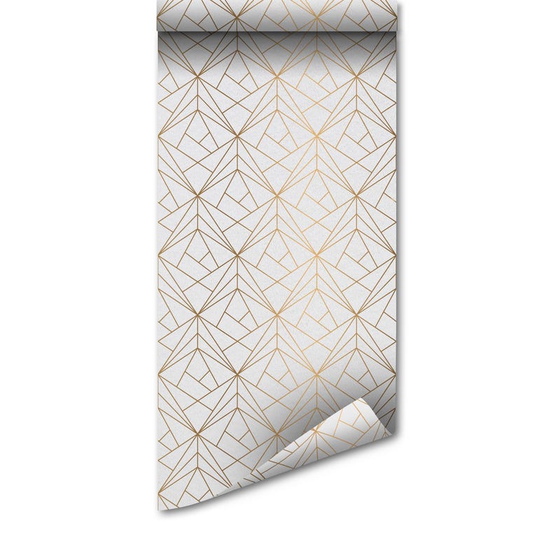 Removable Wallpaper: Gold Geometric Triangles - Peel and Stick