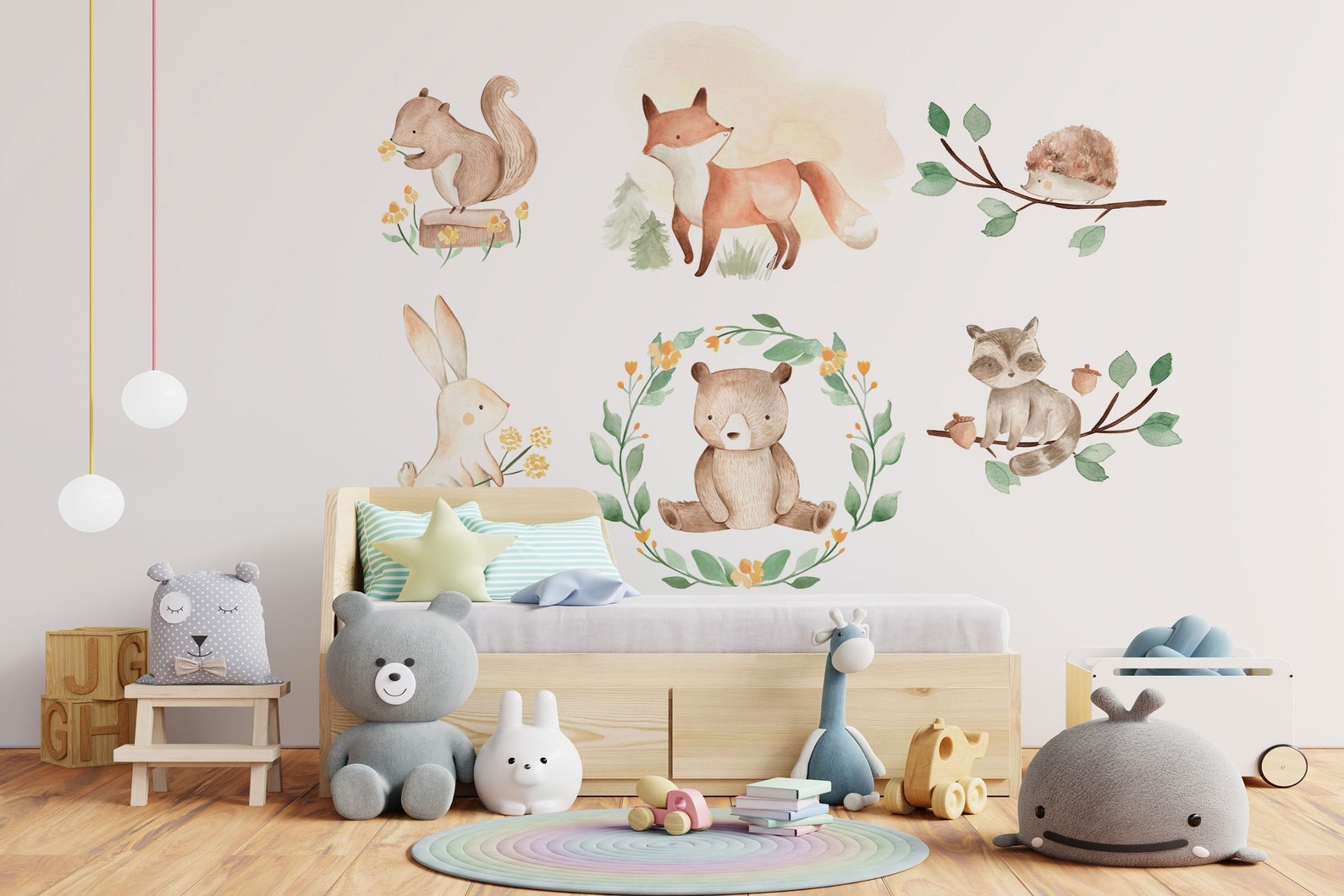 Waldtiere Wandbild, Wandtattoo Kinder Kinderzimmer Waldtiere für Aquarell Wandtattoo Aufkleber,