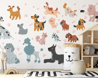 Dog Wall Decals Peel and Stick Puppy Nursery Decor - Baby Room Art, Stickers