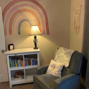 Muted Color Rainbow Peel Stick Mural, Boho Wall Decor for Toddler Bedroom, Earth Tone Aesthetic Damage Free Sticker