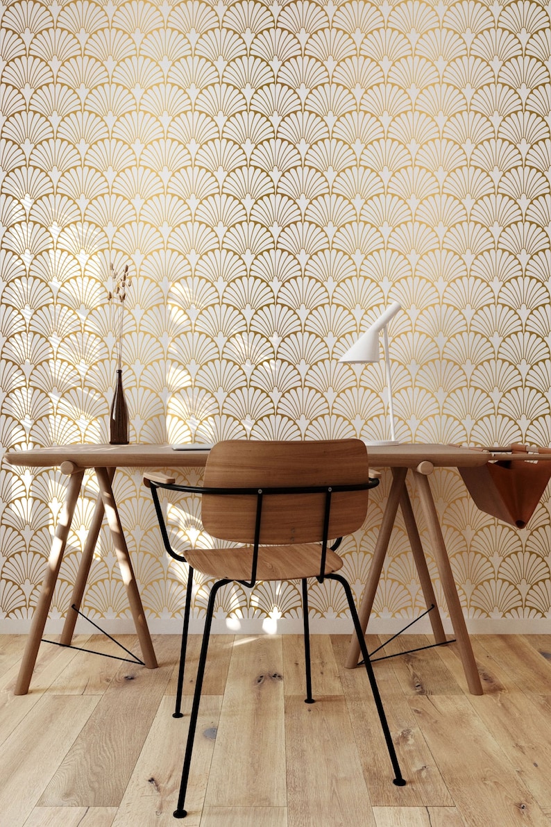 Gold Art Deco Wallpaper - Removable Peel and Stick Wall Mural
