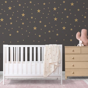 Gold Stars Wall Decals Pack - Peel and Stick Confetti Wall Decals - Non metallic Star Wall Decals, ANY COLORS