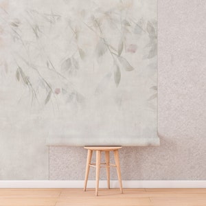 Romantic Leaves Wallcovering: Peel and Stick Wallpaper (Removable)