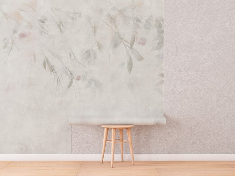 Romantic Leaves Wallcovering: Peel and Stick Wallpaper (Removable)