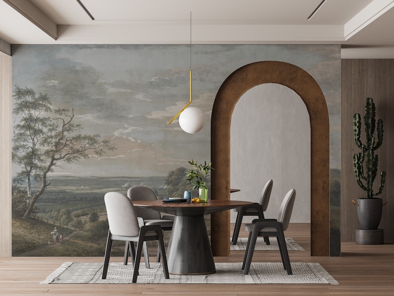 Vintage Rural Wall Mural: Removable Landscape Wallpaper