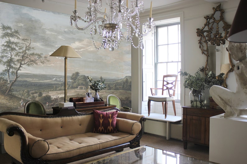 Vintage Rural Wall Mural: Removable Landscape Wallpaper