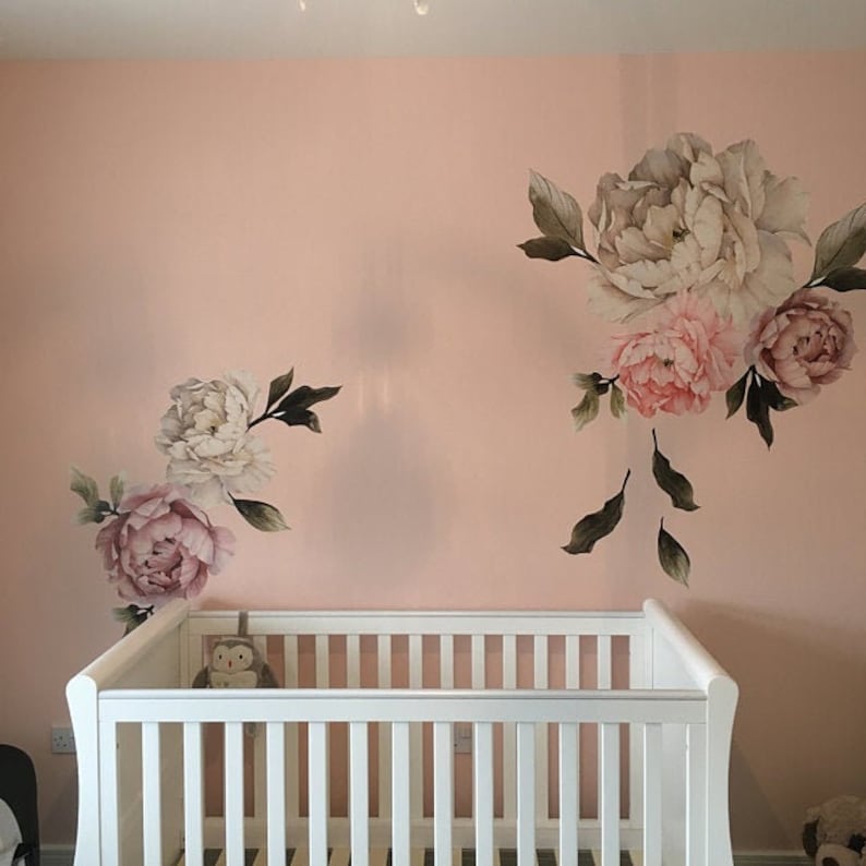 Peony Wall Decal: Floral Peel and Stick Wallpaper (Large, Removable)