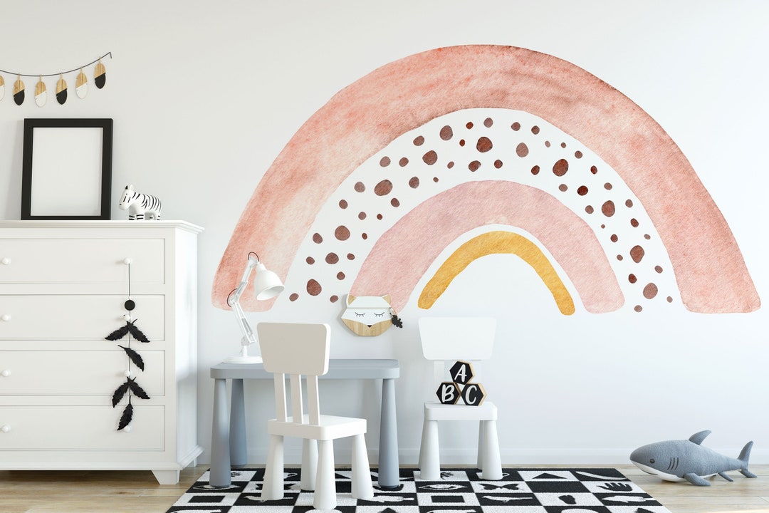 Pastel Rainbow Wall Decal: Large, Removable Nursery Decor - Peel and ...