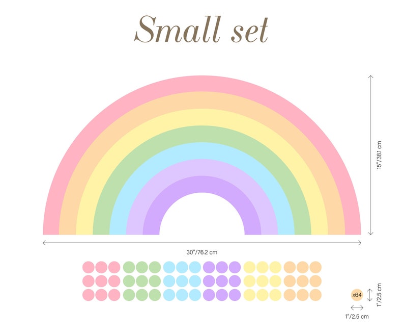 Vibrant Rainbow & Boho Dot Sticker, Large Nursery Mural, Peel Stick Applique for Girls Bedroom Decor