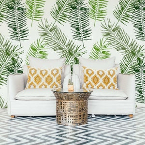 Tropical Palm Leaf Wallpaper, Peel and Stick (Removable, Easy to Apply)