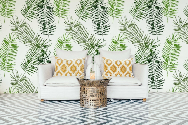 Tropical Palm Leaf Wallpaper, Peel and Stick (Removable, Easy to Apply)