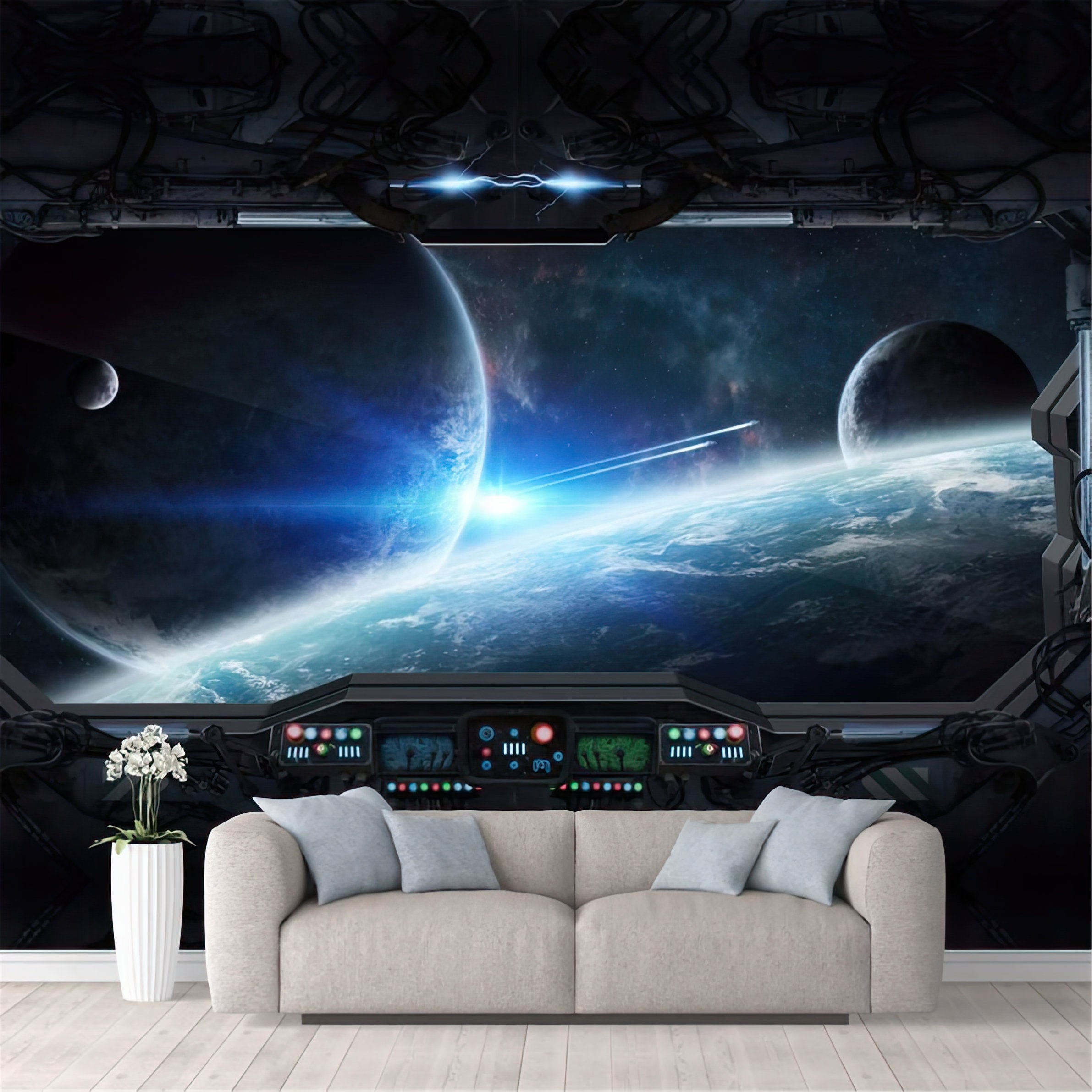 Outer Space Views from The Spaceship Removable Large Wallpaper Etsy