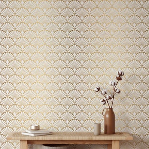 Gold Art Deco Wallpaper - Removable Peel and Stick Wall Mural