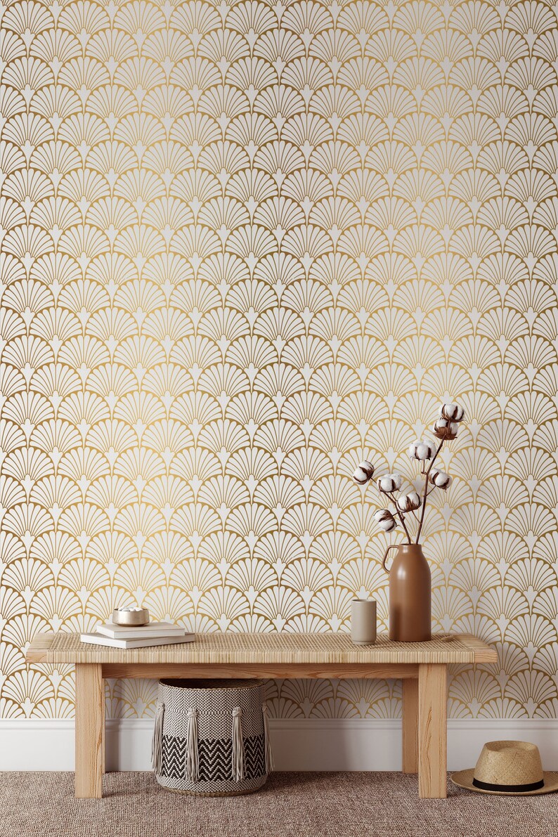 Gold Art Deco Wallpaper - Removable Peel and Stick Wall Mural