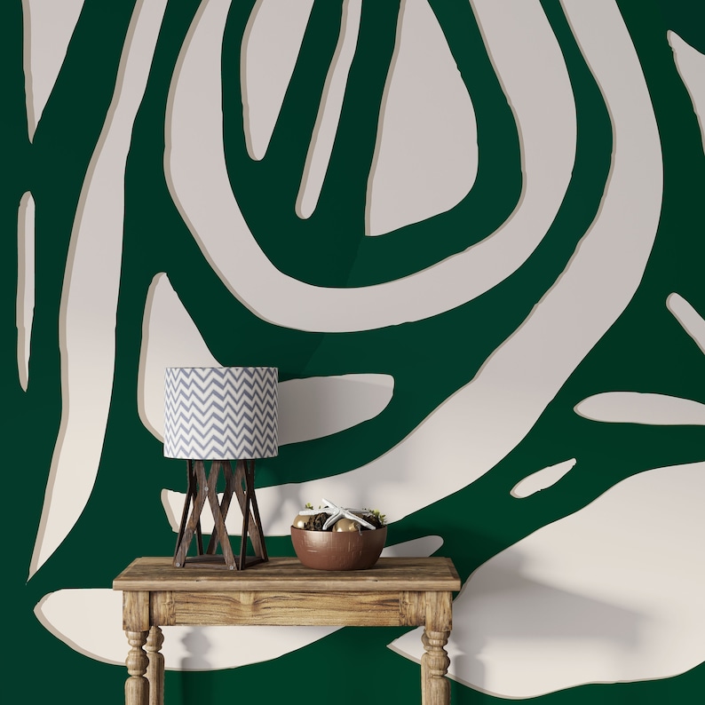 Peel and Stick Wallpaper - Removable Green Mural Wall Art