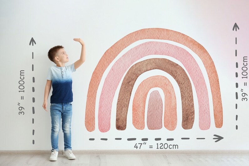 Heart Raindrop Wall Decal Rainbow Kids Room Art Large Removable Decal
