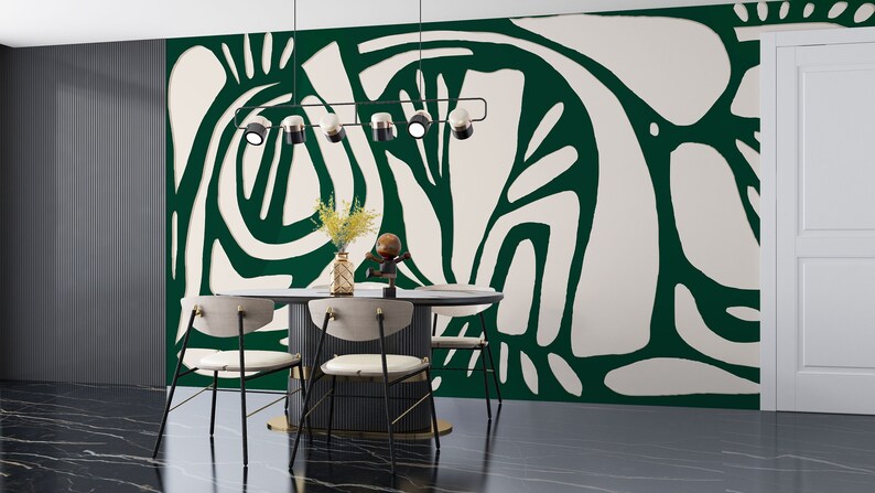 Peel and Stick Wallpaper - Removable Green Mural Wall Art