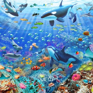 Removable Wall Mural: Underwater Ocean Design - Peel and Stick