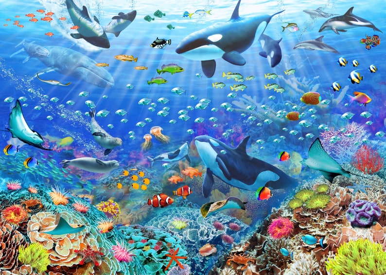 Removable Wall Mural: Underwater Ocean Design - Peel and Stick